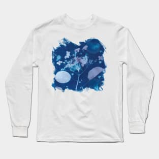 Cyanotype sunprint hydrangea indigo blue Long Sleeve T-Shirt